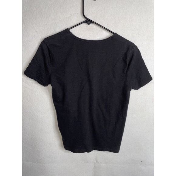 Gap Black Cotton  Wrap-Front Short Sleeve Top Shirt Sz Small - Picture 5 of 7